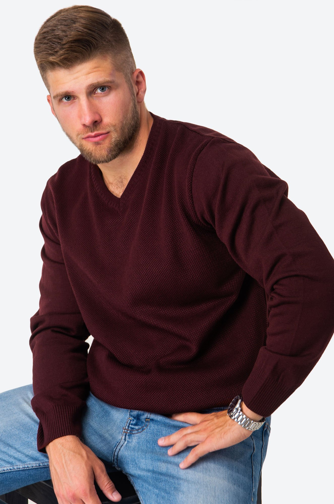 Мужской джемпер с V-вырезом Happyfox