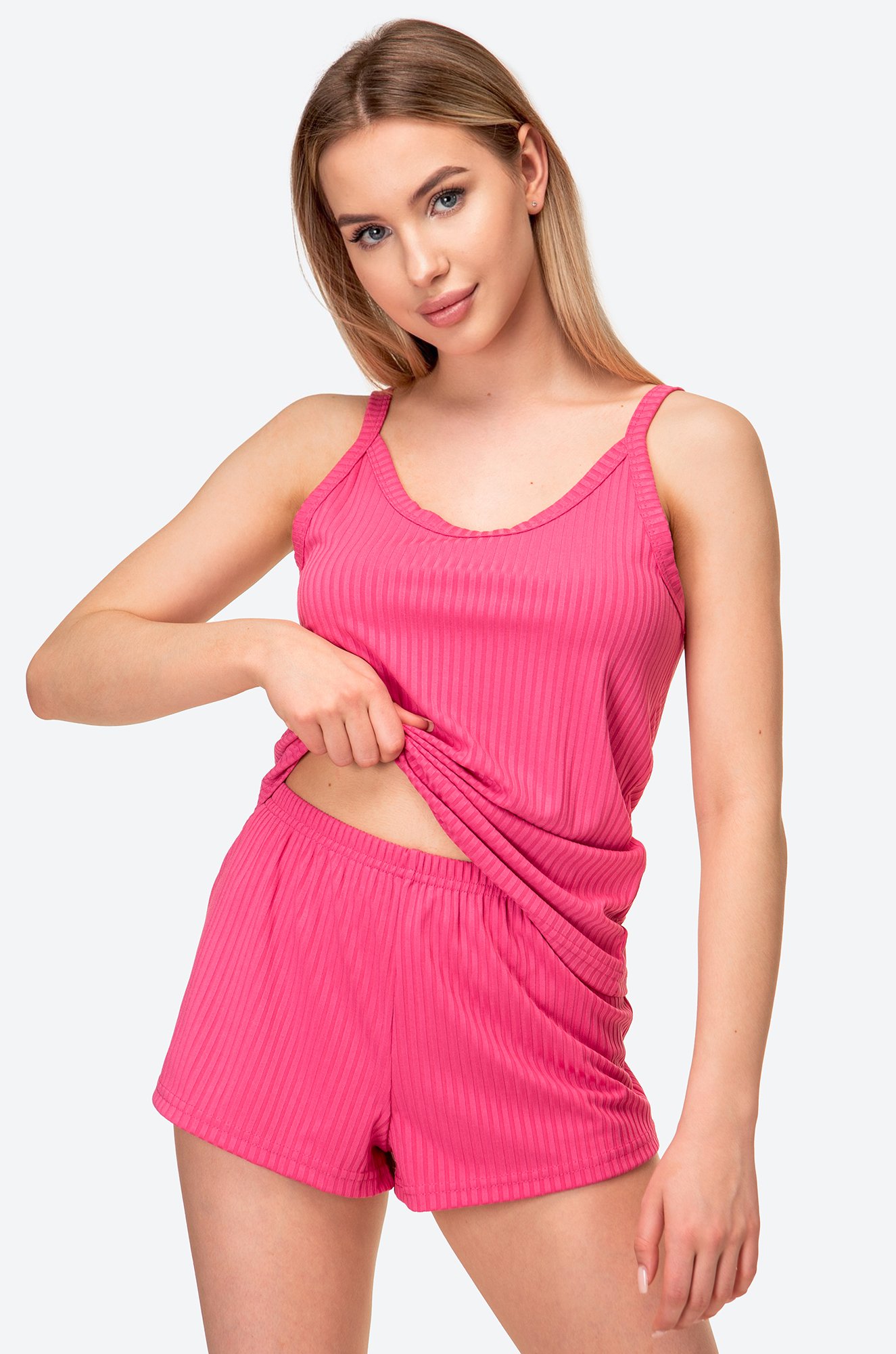 Женская пижама с шортами в рубчик Happyfox