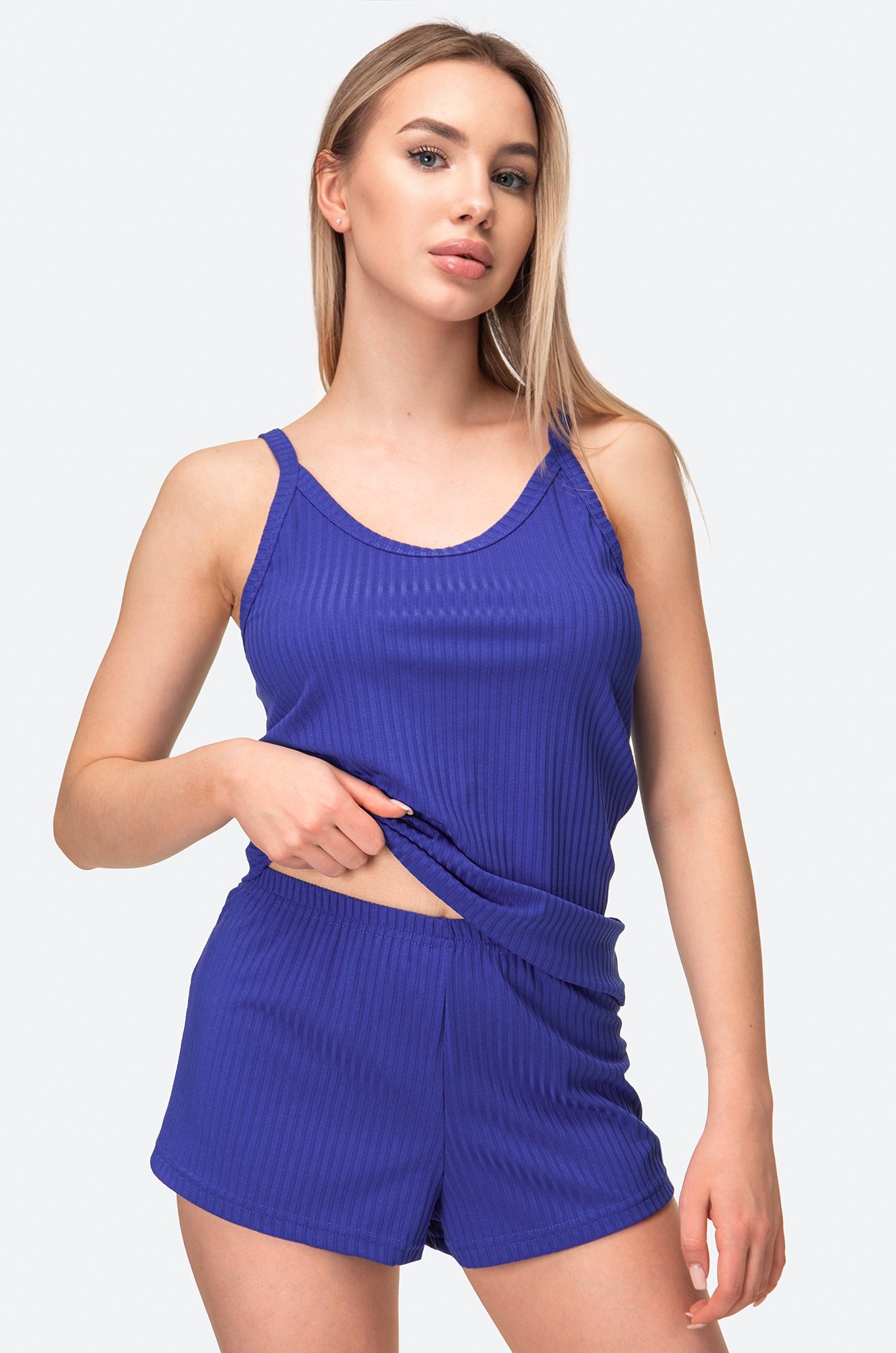 Женская пижама с шортами в рубчик Happyfox