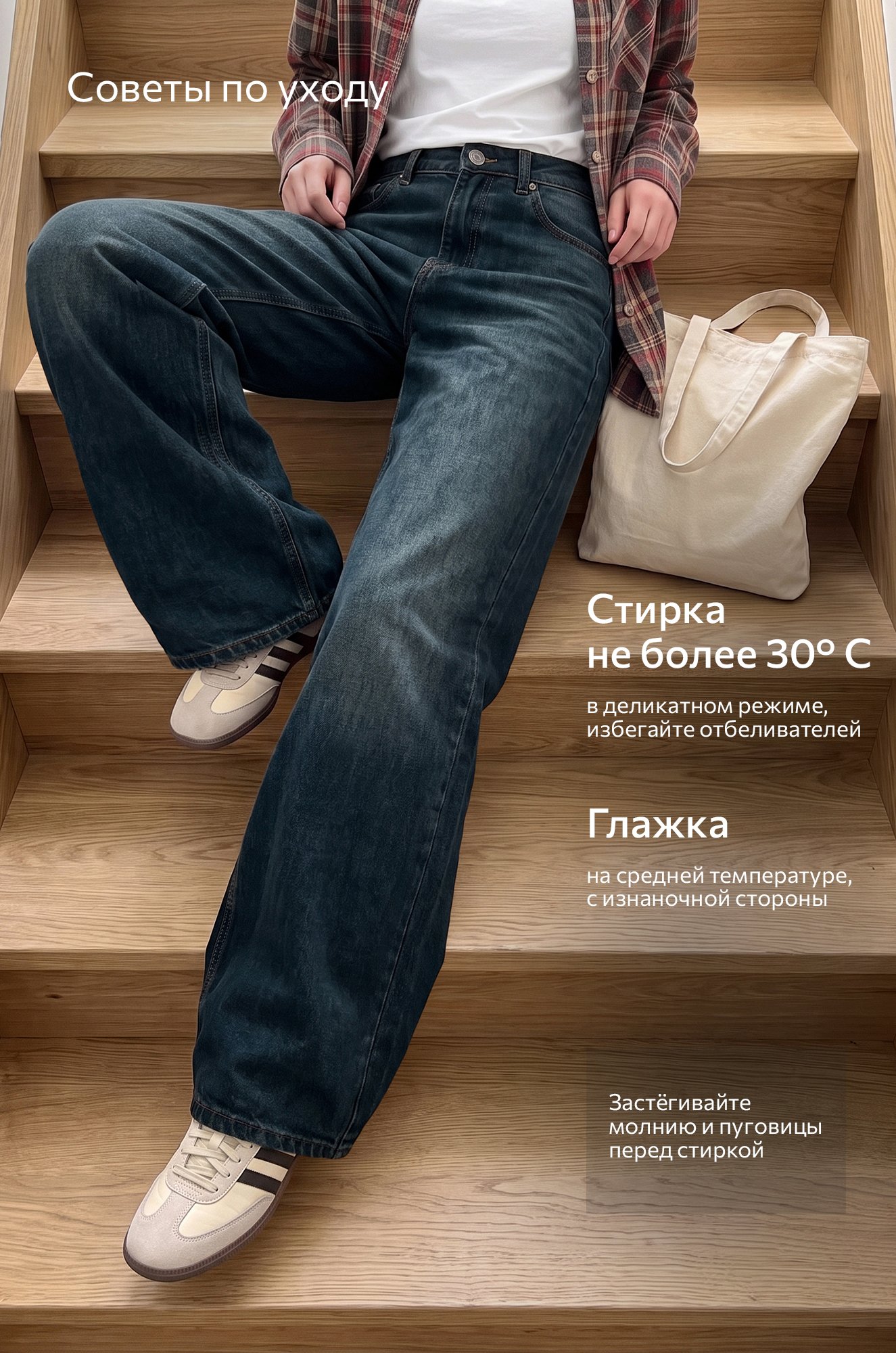 Женские широкие джинсы Happyfox