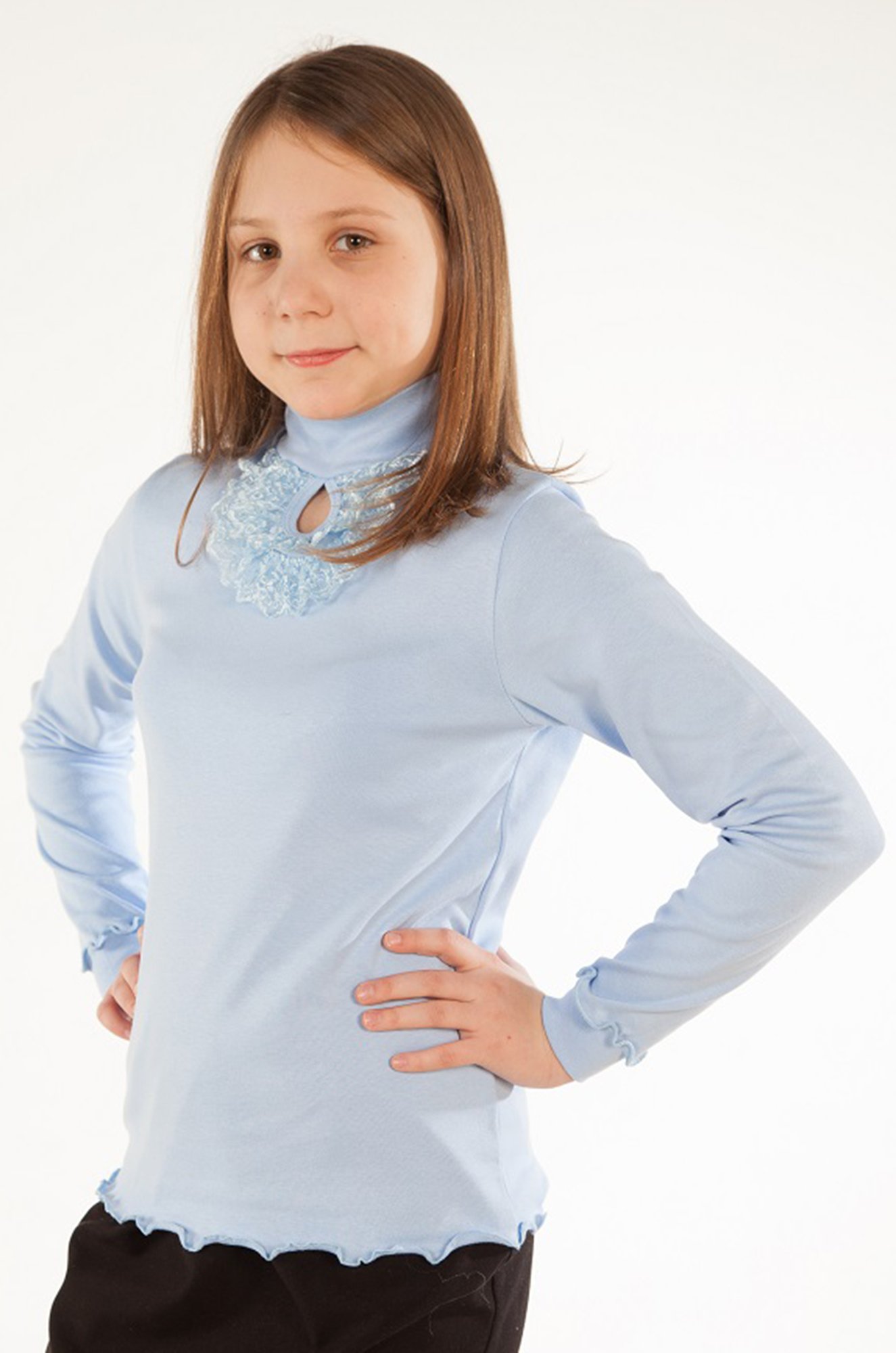 Водолазка для девочки Кактус 6626459 голубой купить оптом в HappyWear.ru