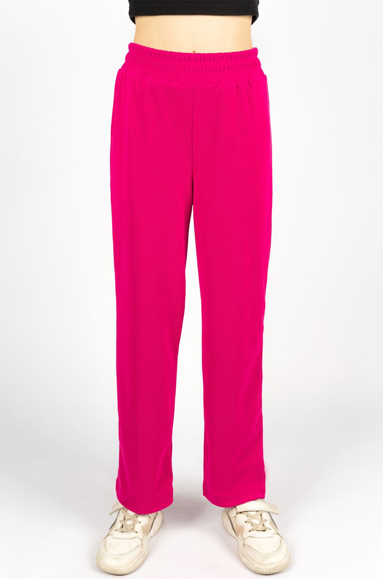 Брюки палаццо из ткани в рубчик лапша для девочки Lets Go