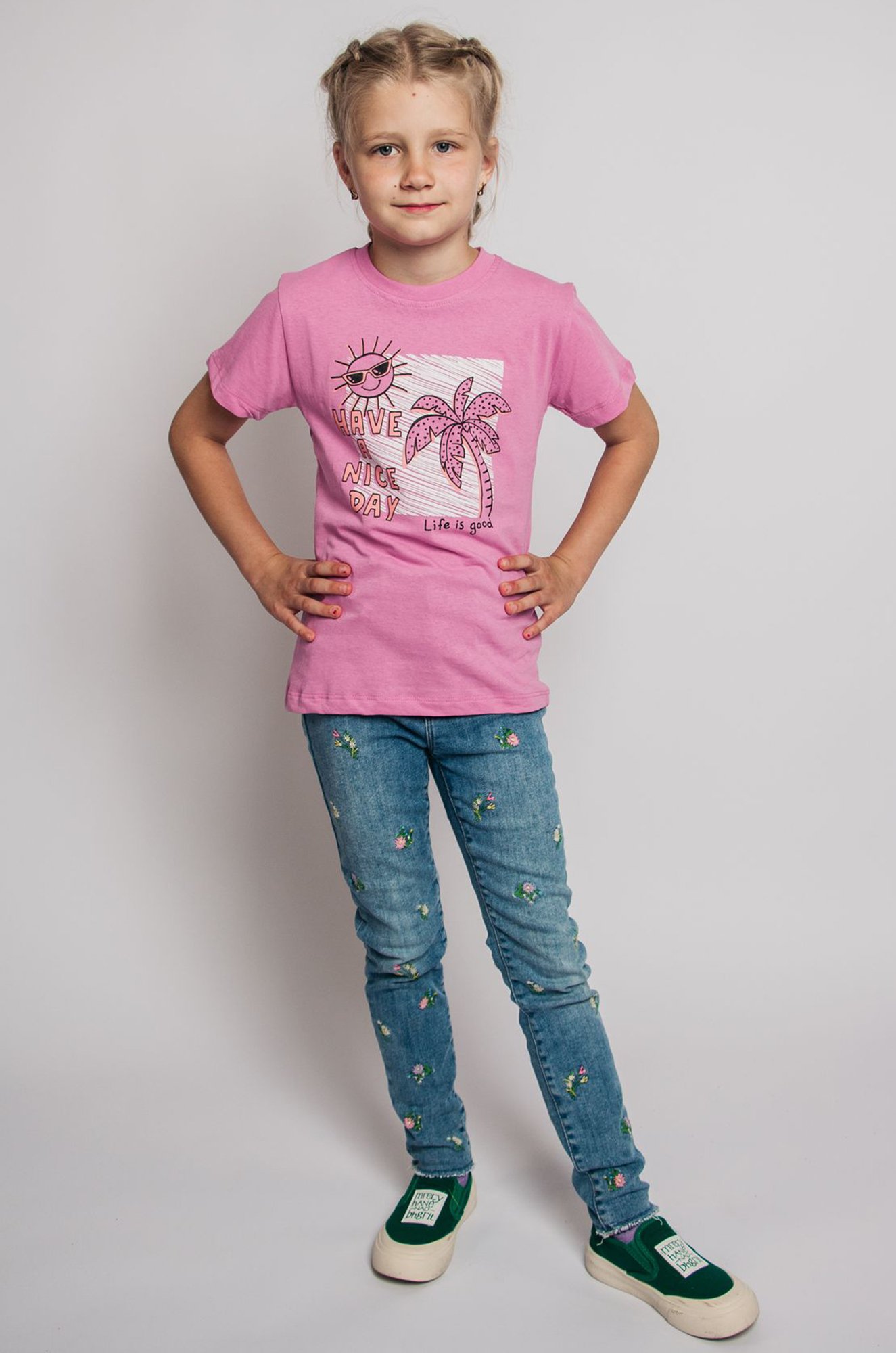 Хлопковая футболка для девочки Be Friends