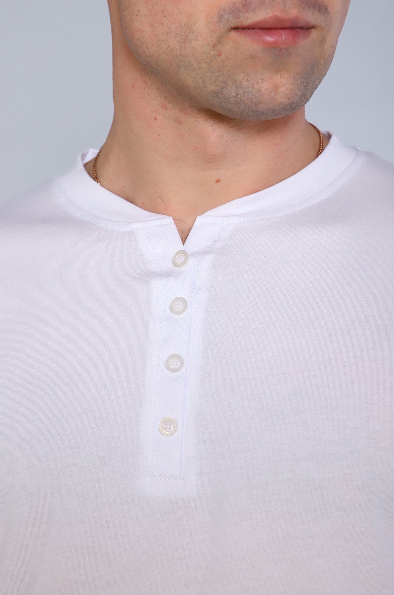 Мужская хлопковая футболка с воротником стойкой с добавлением лайкры Berchelli