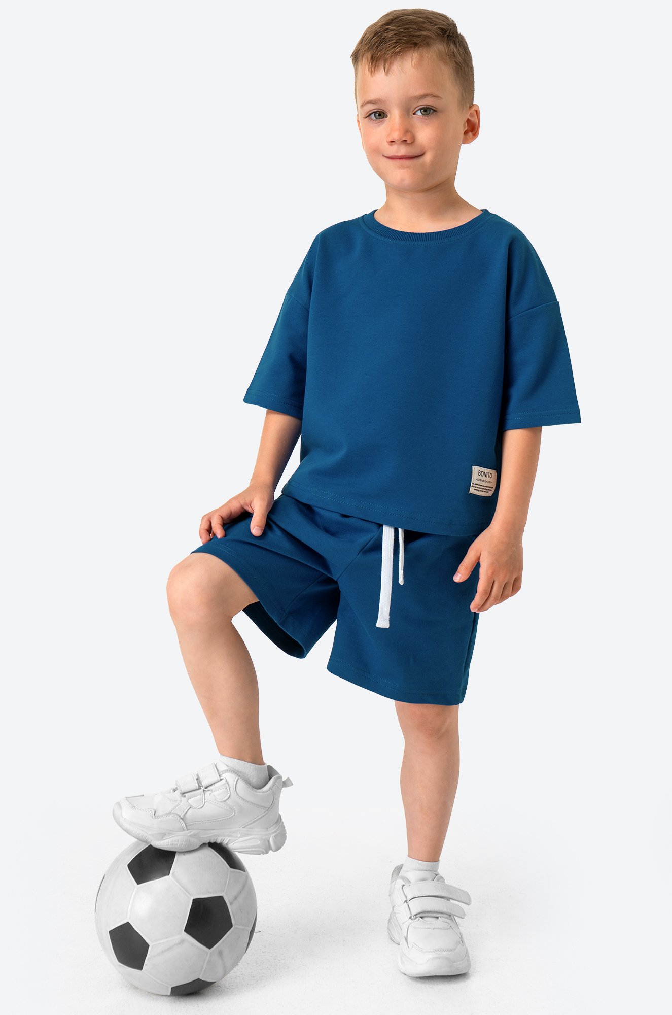 Костюм оверсайз из футера двухнитки с лайкрой для мальчика Bonito