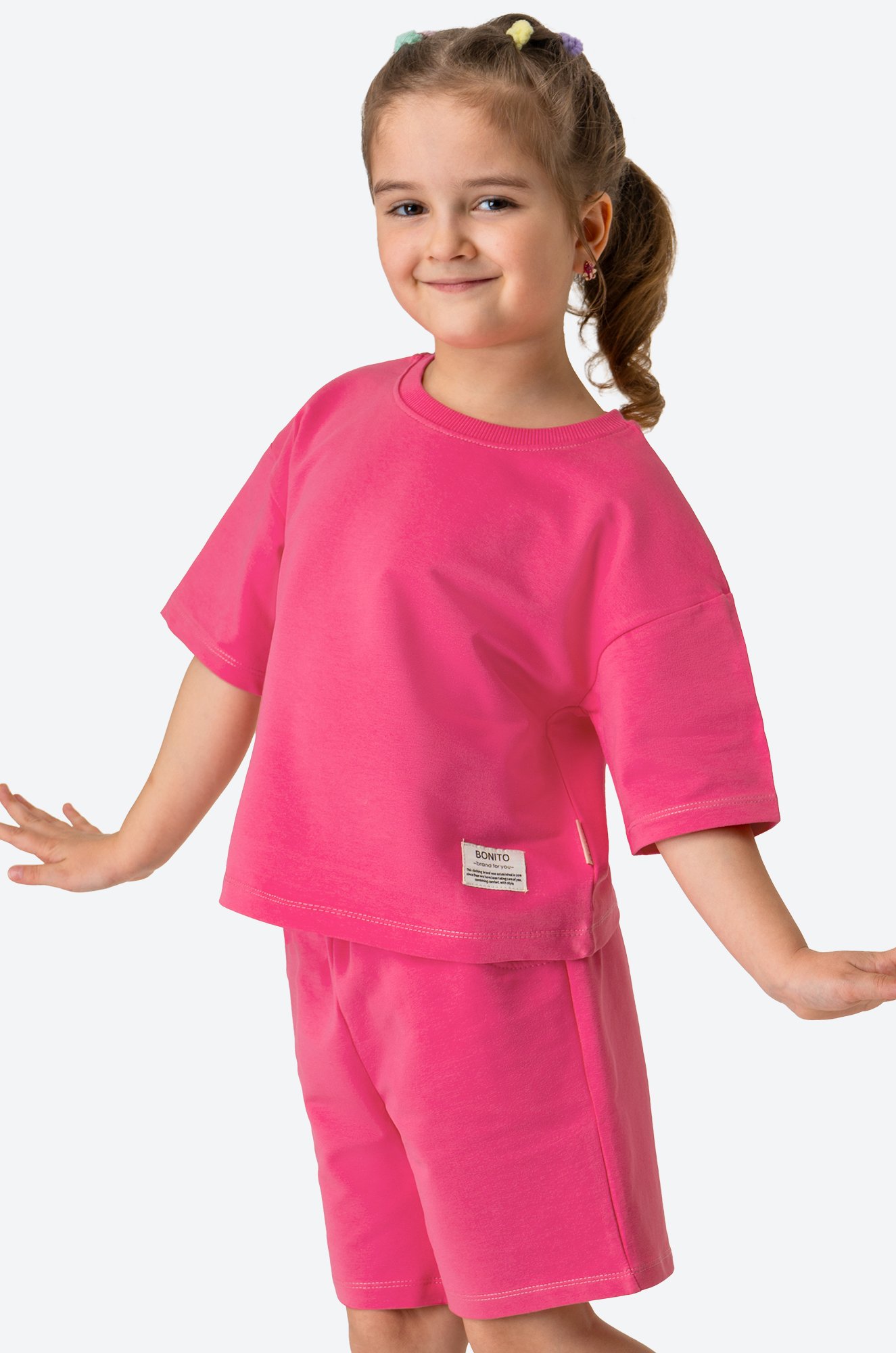 Костюм оверсайз из футера двухнитки для девочки Bonito