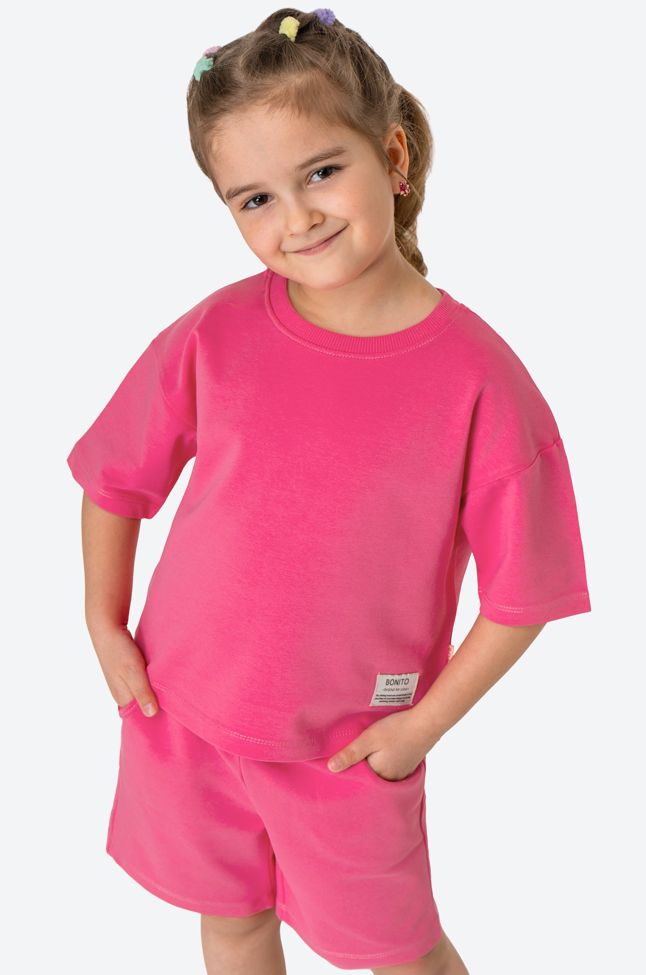 Костюм оверсайз из футера двухнитки для девочки Bonito