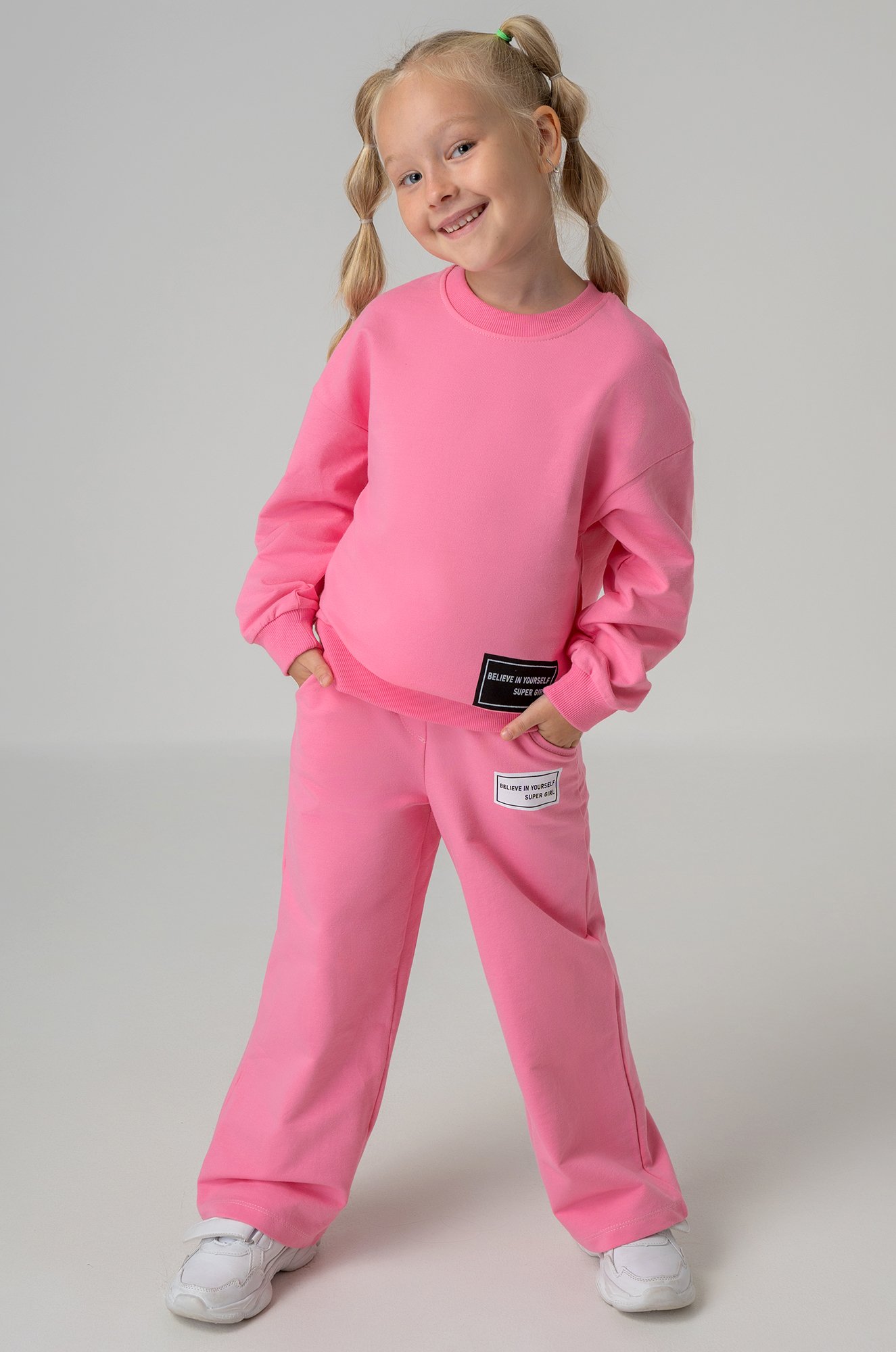 Хлопковый костюм для девочки из футера Bonito