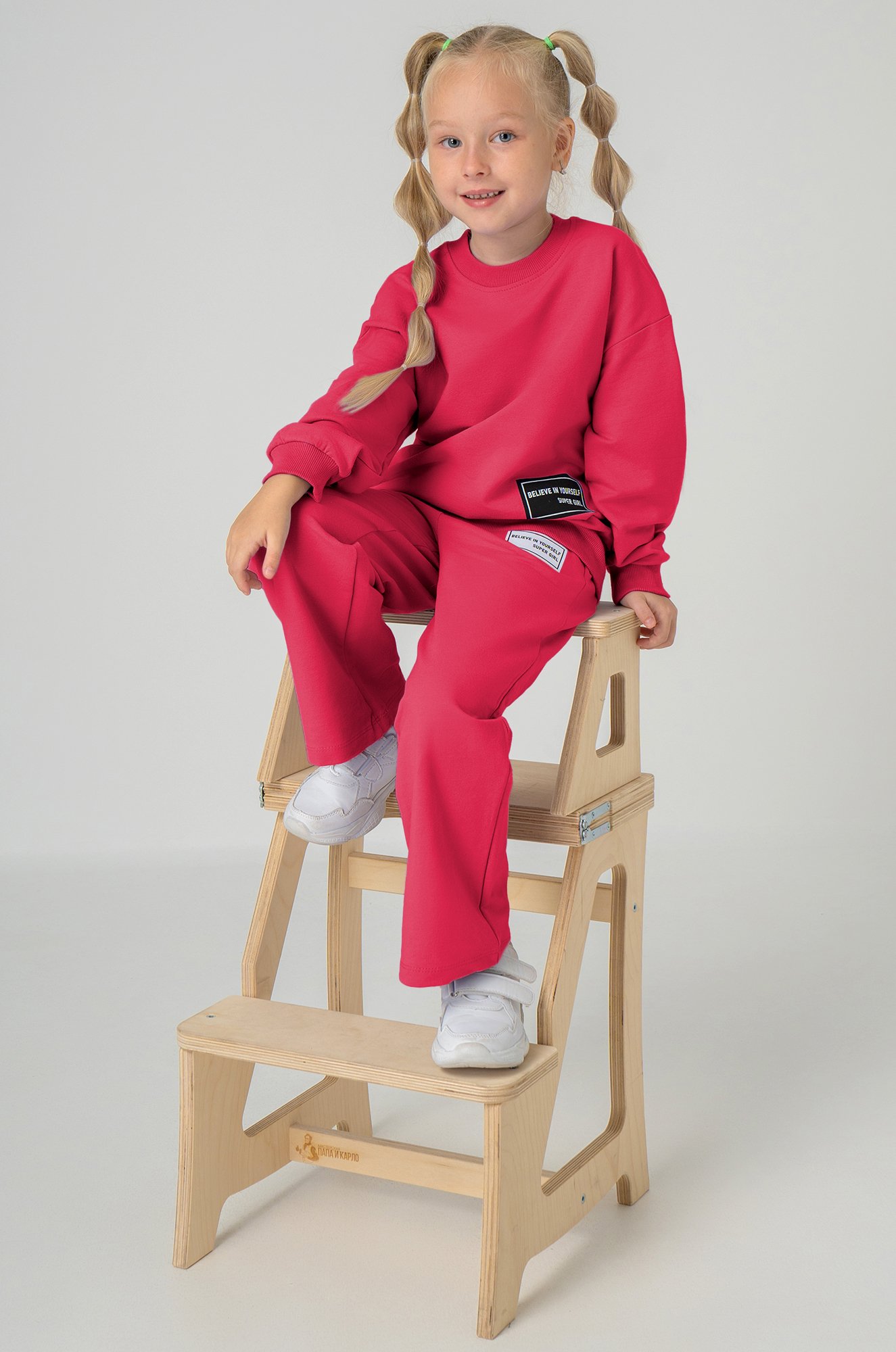 Хлопковый костюм для девочки из футера Bonito