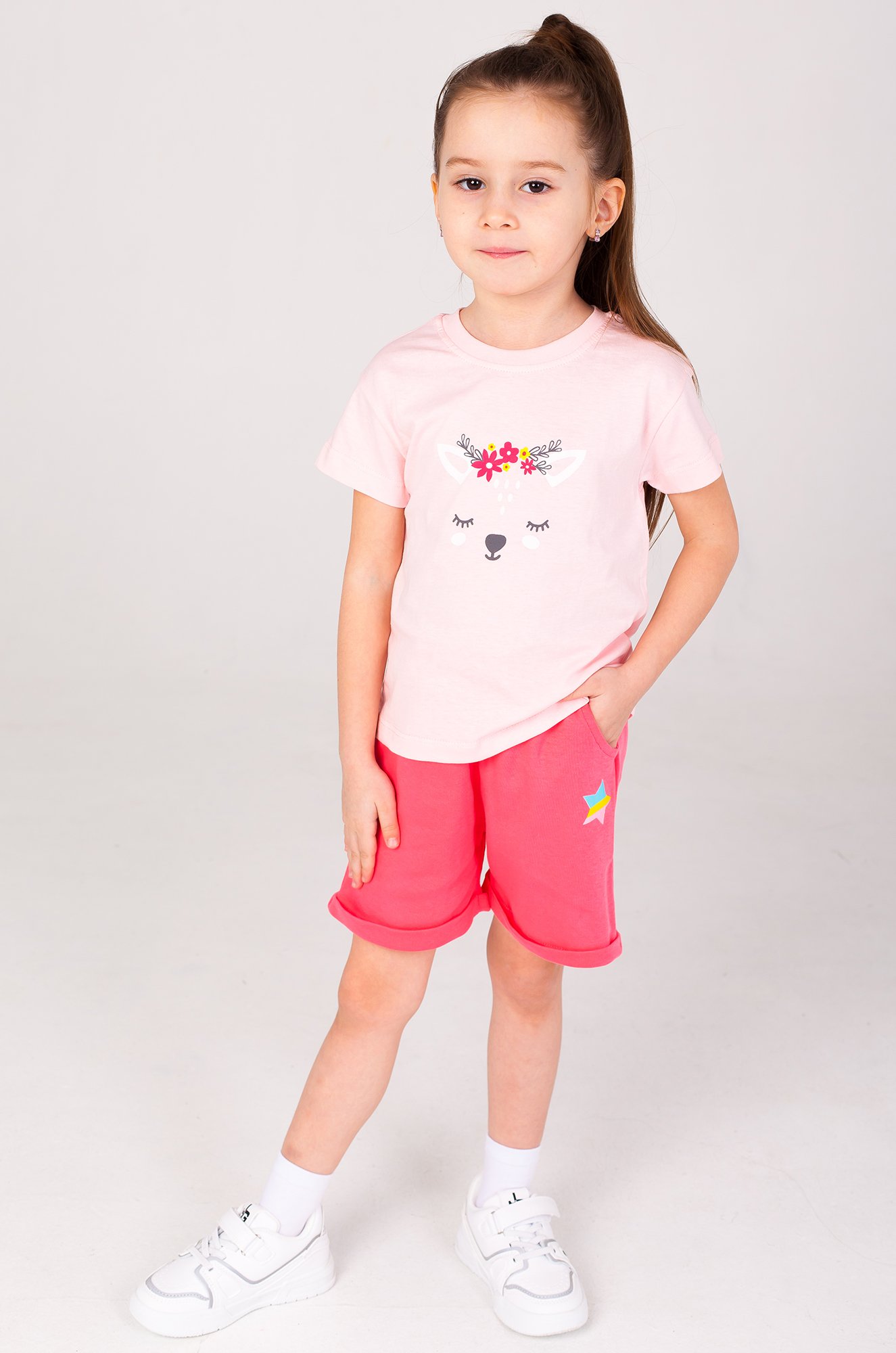 Хлопковые шорты из интерлока для девочки Takro