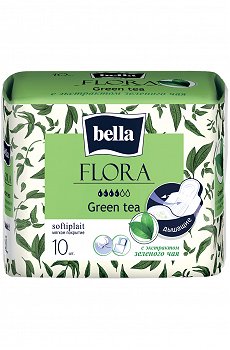 Женские гигиенические прокладки с экстрактом зеленого чая bella FLORA Green tea 10 шт- Bella