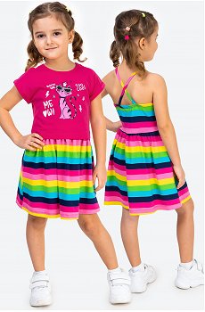 Летний костюм-двойка для девочки сарафан и футболка Bonito