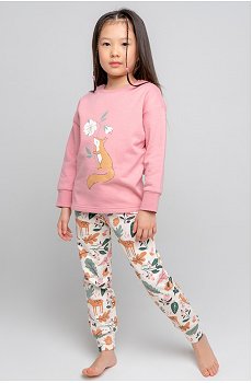 Теплая пижама из футера с начесом для девочки Crockid