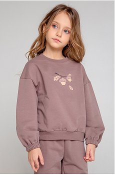 Однотонный джемпер для девочки из петельчатого футера трехнитки Crockid