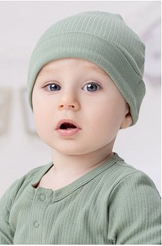 Детская шапочка в рубчик из натурального хлопка Crockid