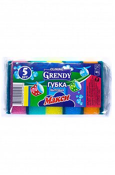 Губка бытовая Макси 5 шт- Grendy