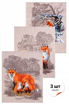 Набор полотенец из рогожки 3 шт Happy Fox Home