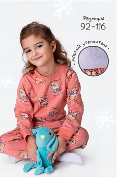 Хлопковая пижама для девочки из футера с начесом Happy Fox