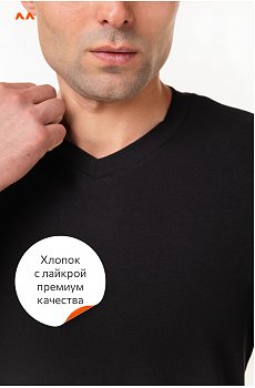 Мужская футболка из хлопка с лайкрой с V-вырезом Happy Fox