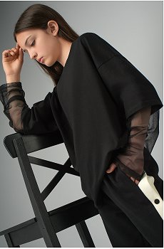 Лонгслив для девочки оверсайз с двойным рукавом Happyfox