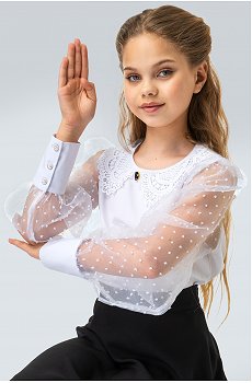 Нарядная блузка для девочки с длинным рукавом Happyfox