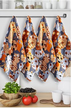 Набор вафельных полотенец с петелькой 4 шт Happy Fox Home