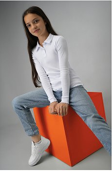 Блузка-поло в рубчик для девочки Happyfox