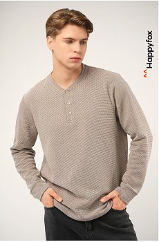 Мужской лонгслив на пуговицах Happyfox