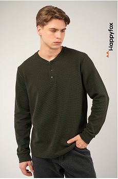 Мужской лонгслив на пуговицах Happyfox