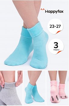 Однотонные махровые носки 3 пары Happy Fox