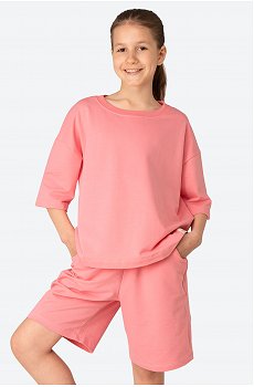 Костюм оверсайз из футера двухнитки для девочки Bonito