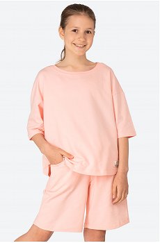 Костюм оверсайз из футера двухнитки для девочки Bonito