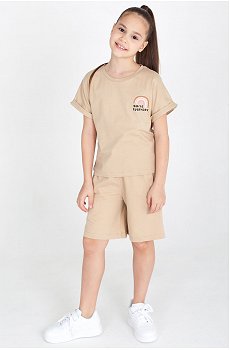 Хлопковая футболка оверсайз с лайкрой для девочки Takro