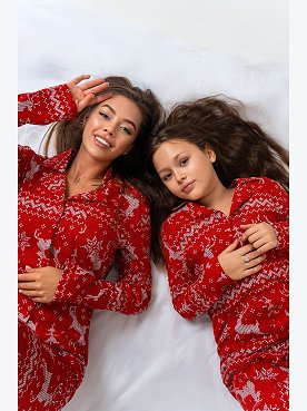 Новогодняя пижама для девочки с брюками и рубашкой Happyfox