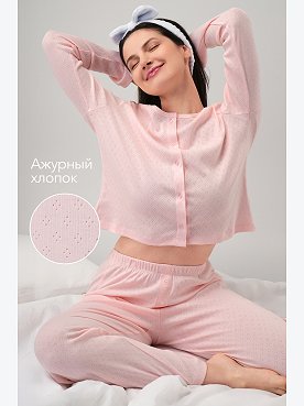 Женская пижама с брюками из ажурного хлопка Happyfox