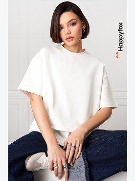 Женская футболка оверсайз из футера двухнитки Happyfox