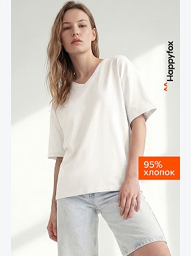 Женская футболка оверсайз с V-вырезом Happyfox