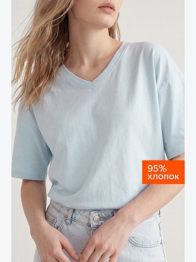 Женская футболка оверсайз с V-вырезом Happyfox