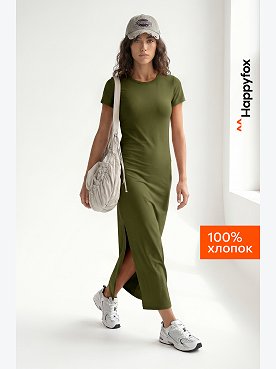Однотонное женское платье-футболка Happyfox