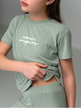 Летний костюм для девочки в рубчик-лапша Happyfox