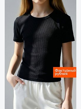 Футболка для девочки в рубчик из рибаны Happyfox