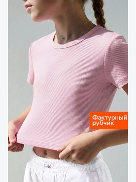 Укороченная футболка в рубчик для девочки Happyfox