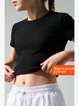 Укороченная футболка в рубчик для девочки Happyfox