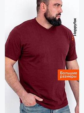 Мужская футболка больших размеров c V-вырезом Happyfox