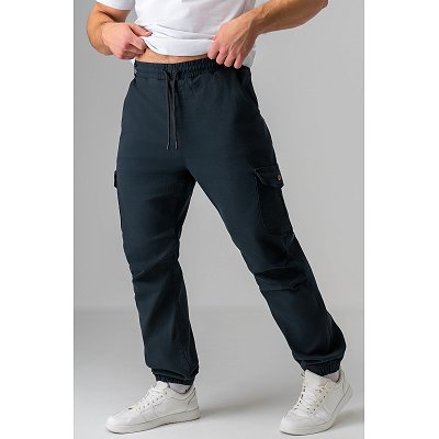 Мужские брюки-джоггеры Happyfox 6695063 синий купить оптом в HappyWear.ru