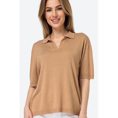 Женский джемпер-поло Happyfox 6693176 бежевый купить оптом в HappyWear.ru
