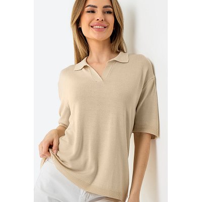 Женский джемпер-поло Happyfox 6693178 бежевый купить оптом в HappyWear.ru