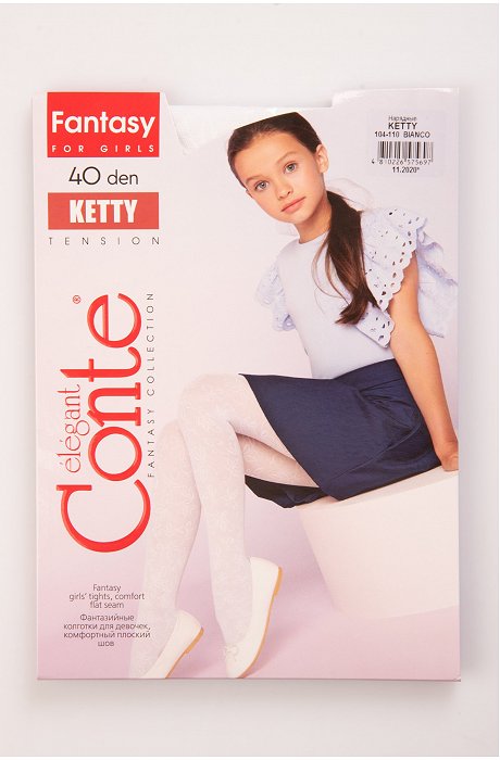 Эластичные колготки для девочки с ажурным цветочным рисунком KETTY 40 Conte Elegant
