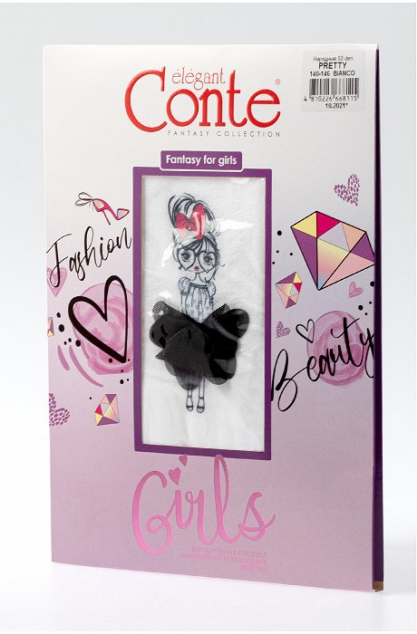 Эластичные колготки для девочки с рисунком 50 Den Conte Elegant