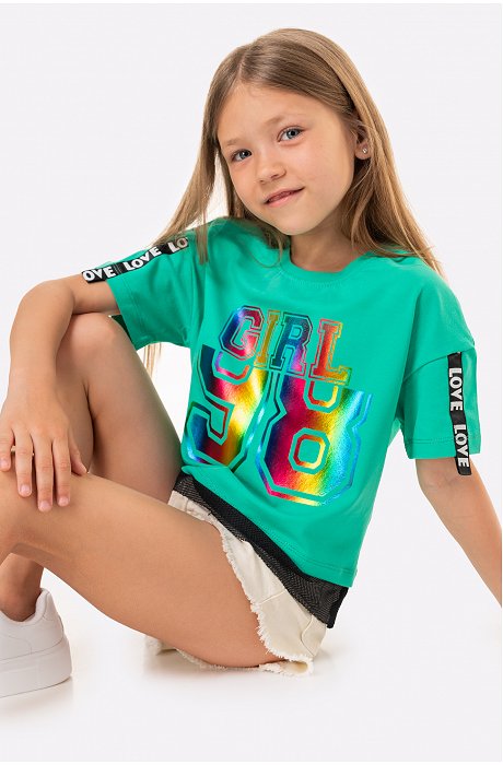 Футболка для девочки Bonito 6644556 розовый купить оптом в HappyWear.ru
